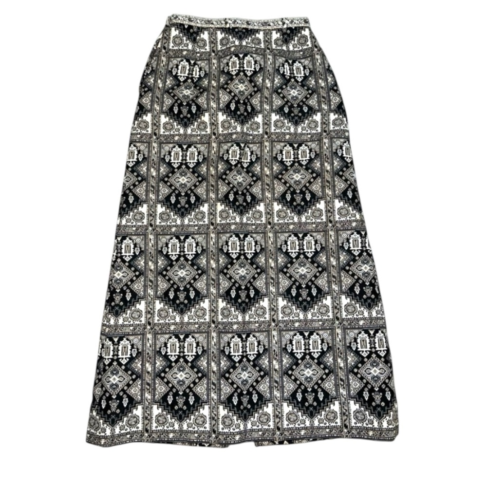 Women's Quilted Black and White Patterned Maxi Skirt Xs-S